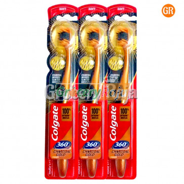 Colgate 360 Charcoal Gold Toothbrush - Soft 3 pc