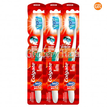 Colgate 360 Visible White Toothbrush - Medium 3 pc