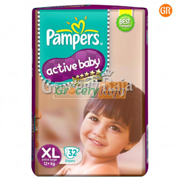 Pampers Active Baby Disposable Diaper - Extra Large (12+ Kg) 32 pcs