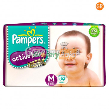 Pampers Active Baby Disposable Diapers - Medium (6-11 Kg) 62 pcs