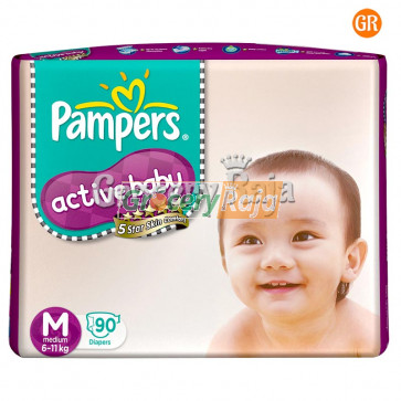 Pampers Active Baby Disposable Diaper - Medium (6-11 Kg) 90 pcs
