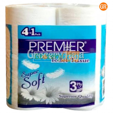 Premier Super Soft Toilet Tissue 3 Ply 200 Sheets (Pack of 4)