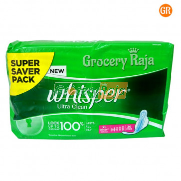 Whisper Ultra Clean XL Wings Sanitary 30 Pads
