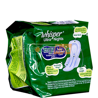 Whisper Ultra Night XL Wings Extra HeavyFlow Sanitary 15 Pads